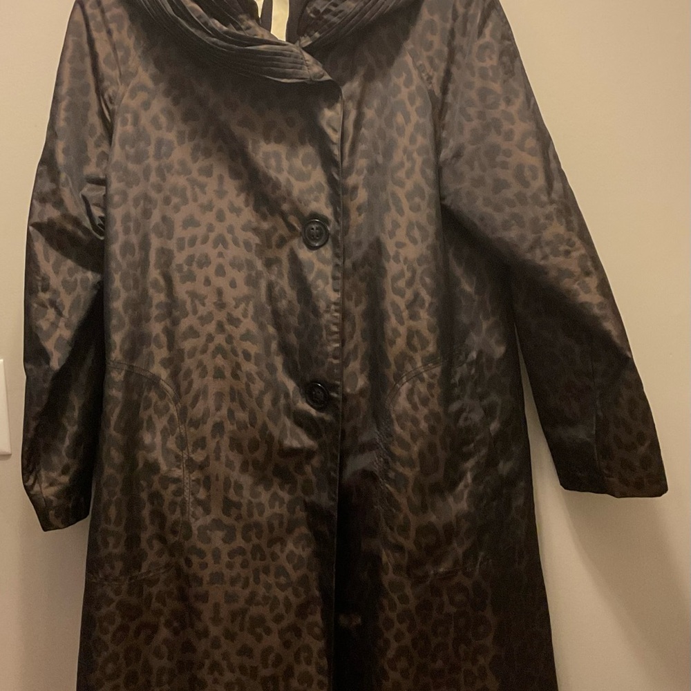 Gallery Brown Leopard Print Trench Coat